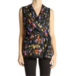 Cabi Flaunt Wrap water color Top Blouse size XS